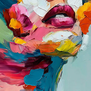 VIBRANT REPOSE: Colorful Abstract Portrait Impasto Oil Painting