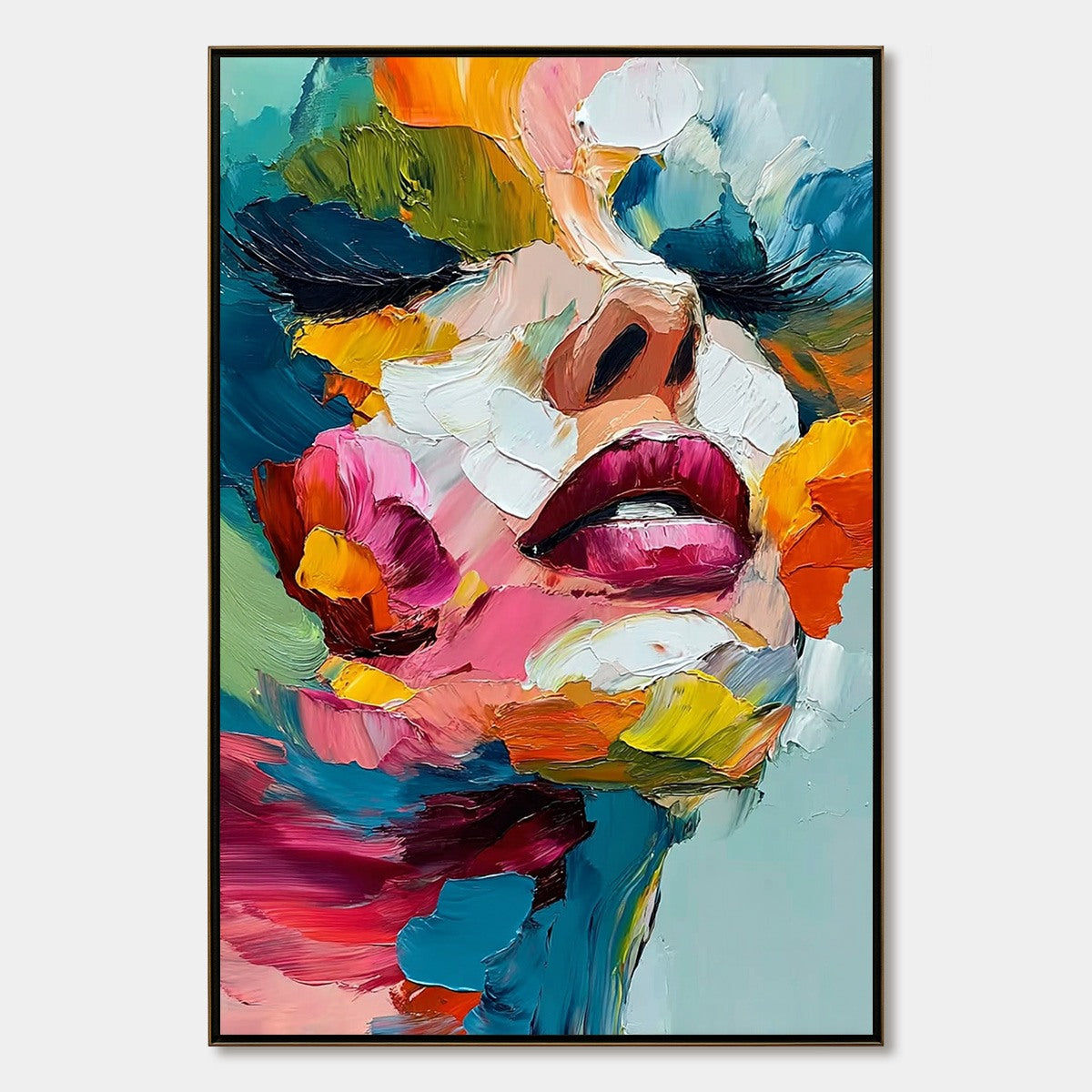 VIBRANT REPOSE: Colorful Abstract Portrait Impasto Oil Painting
