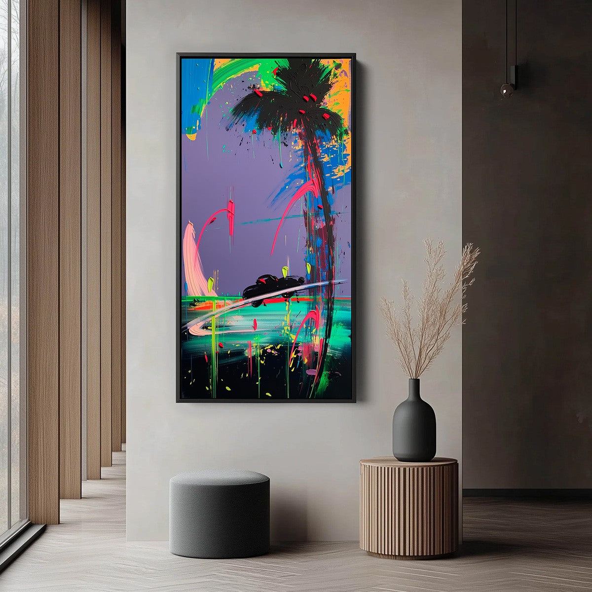 VICE CITY: Vibrant Abstract Impasto Painting of a Night Drive