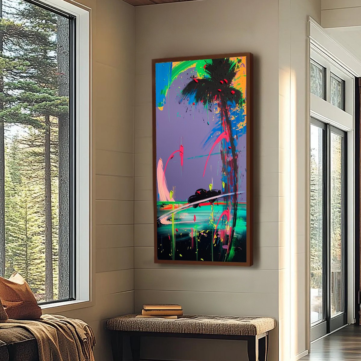 VICE CITY: Vibrant Abstract Impasto Painting of a Night Drive