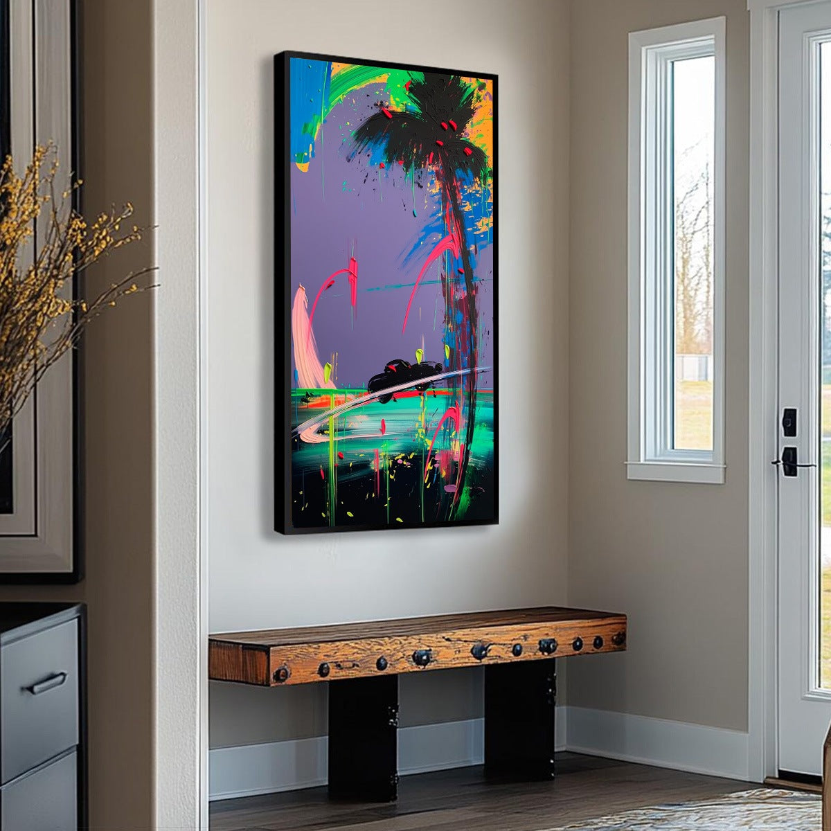 VICE CITY: Vibrant Abstract Impasto Painting of a Night Drive