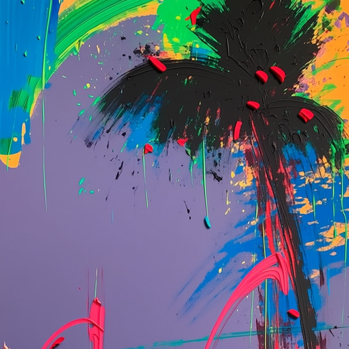 VICE CITY: Vibrant Abstract Impasto Painting of a Night Drive