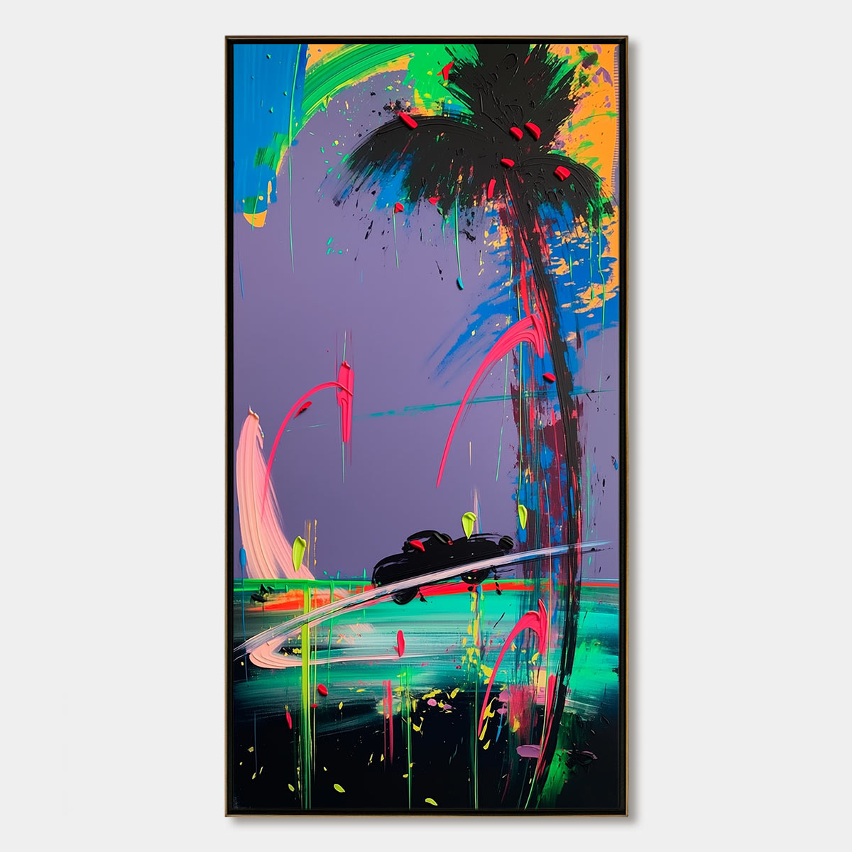 VICE CITY: Vibrant Abstract Impasto Painting of a Night Drive