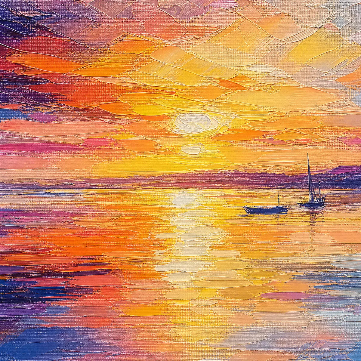 VIOLET SUNSET: Sunset Ocean Seascape Painting