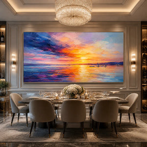 VIOLET SUNSET: Sunset Ocean Seascape Painting