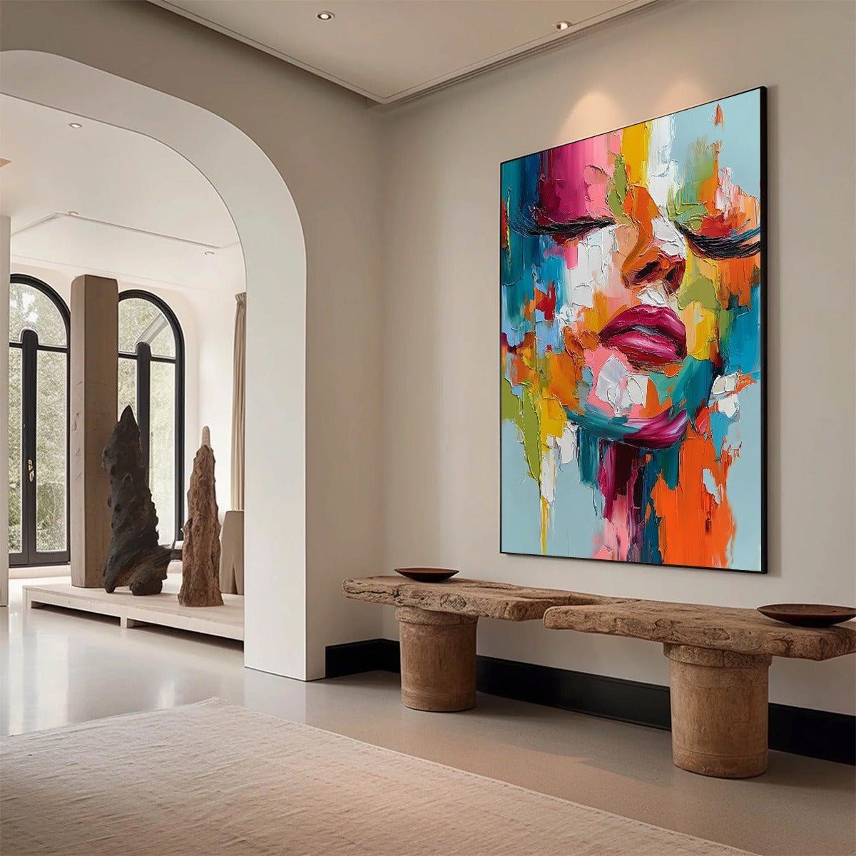 VIVID DREAM: Colorful Abstract Impasto Portrait Painting