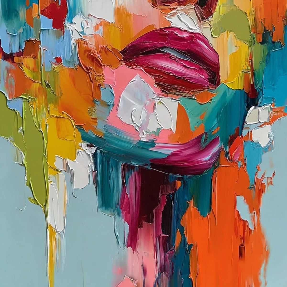 VIVID DREAM: Colorful Abstract Impasto Portrait Painting