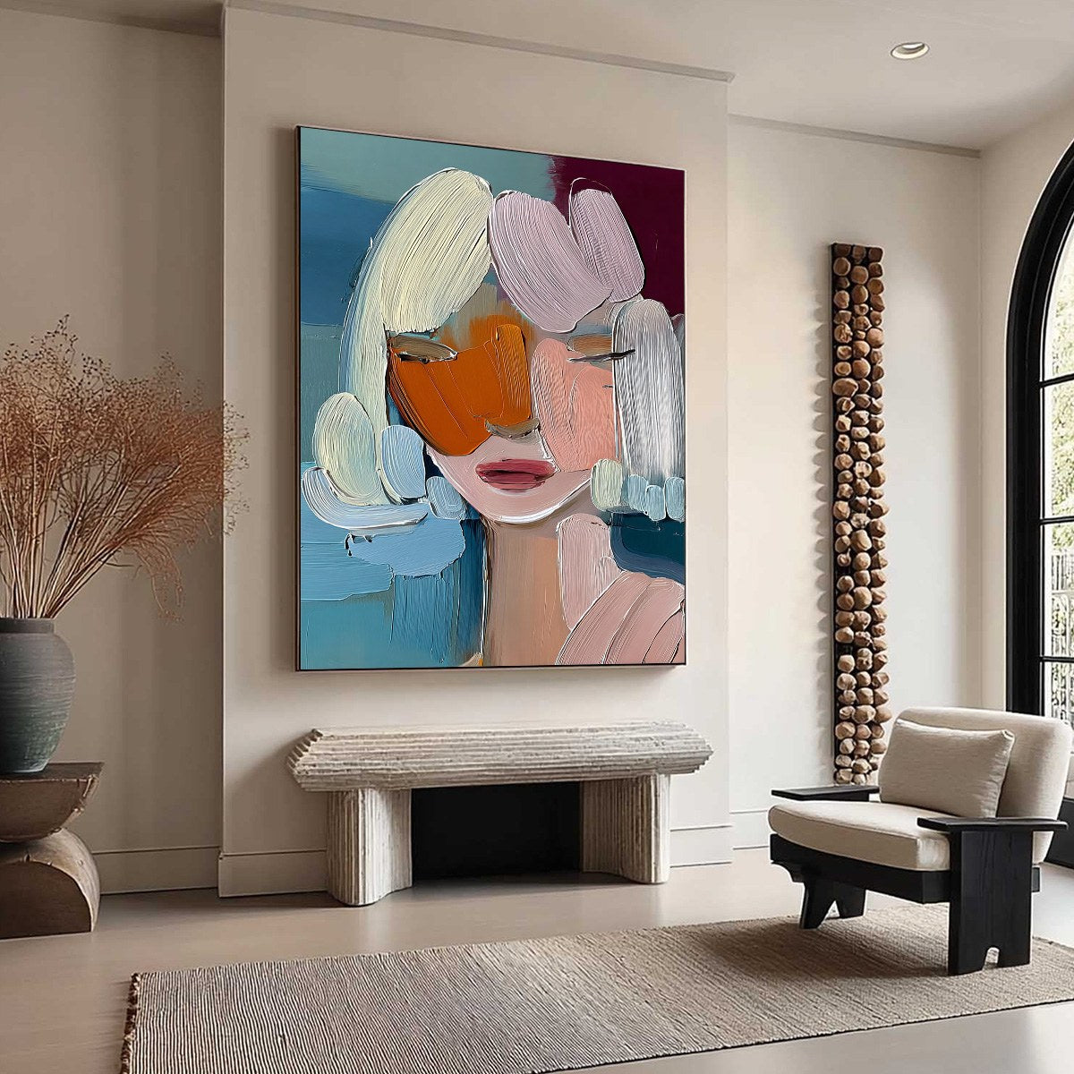 VIVID MUSE: Textured Abstract Portrait Palette Knife Oil Painting