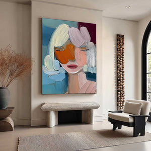 VIVID MUSE: Textured Abstract Portrait Palette Knife Oil Painting