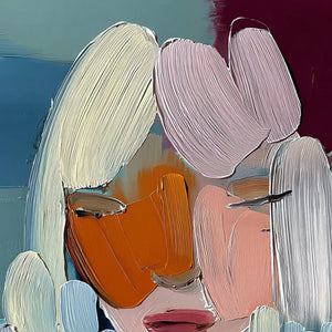 VIVID MUSE: Textured Abstract Portrait Palette Knife Oil Painting