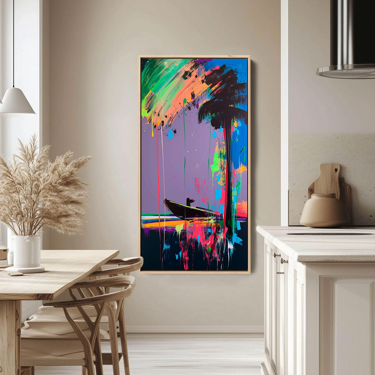 VIVID VOYAGE: Colorful Vertical Abstract Seascape Painting
