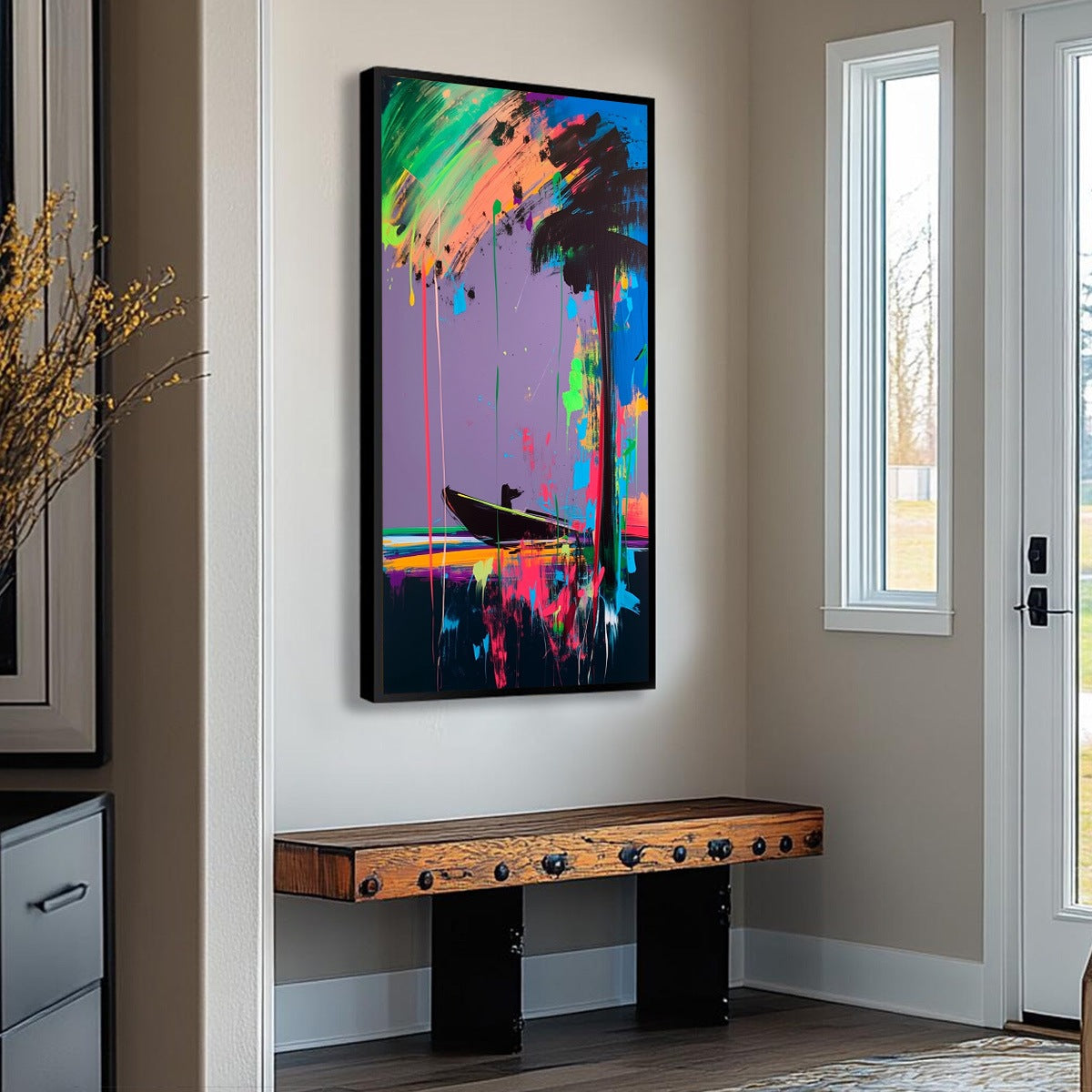 VIVID VOYAGE: Colorful Vertical Abstract Seascape Painting
