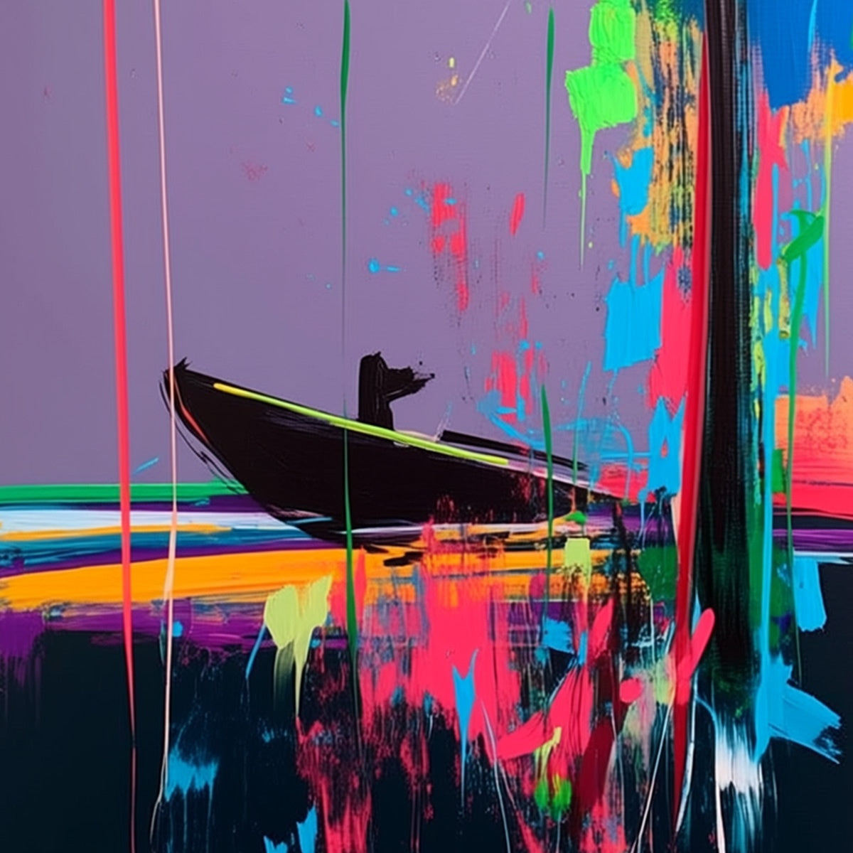 VIVID VOYAGE: Colorful Vertical Abstract Seascape Painting