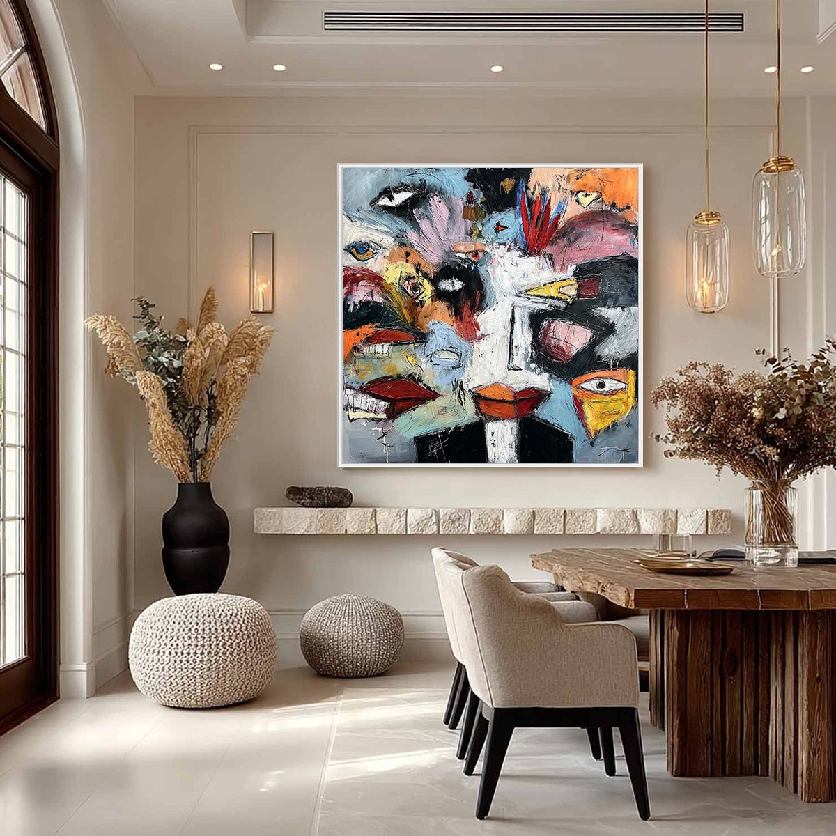 VOICES IN THE ROOM: Bold Square Abstract Impasto Portrait Painting