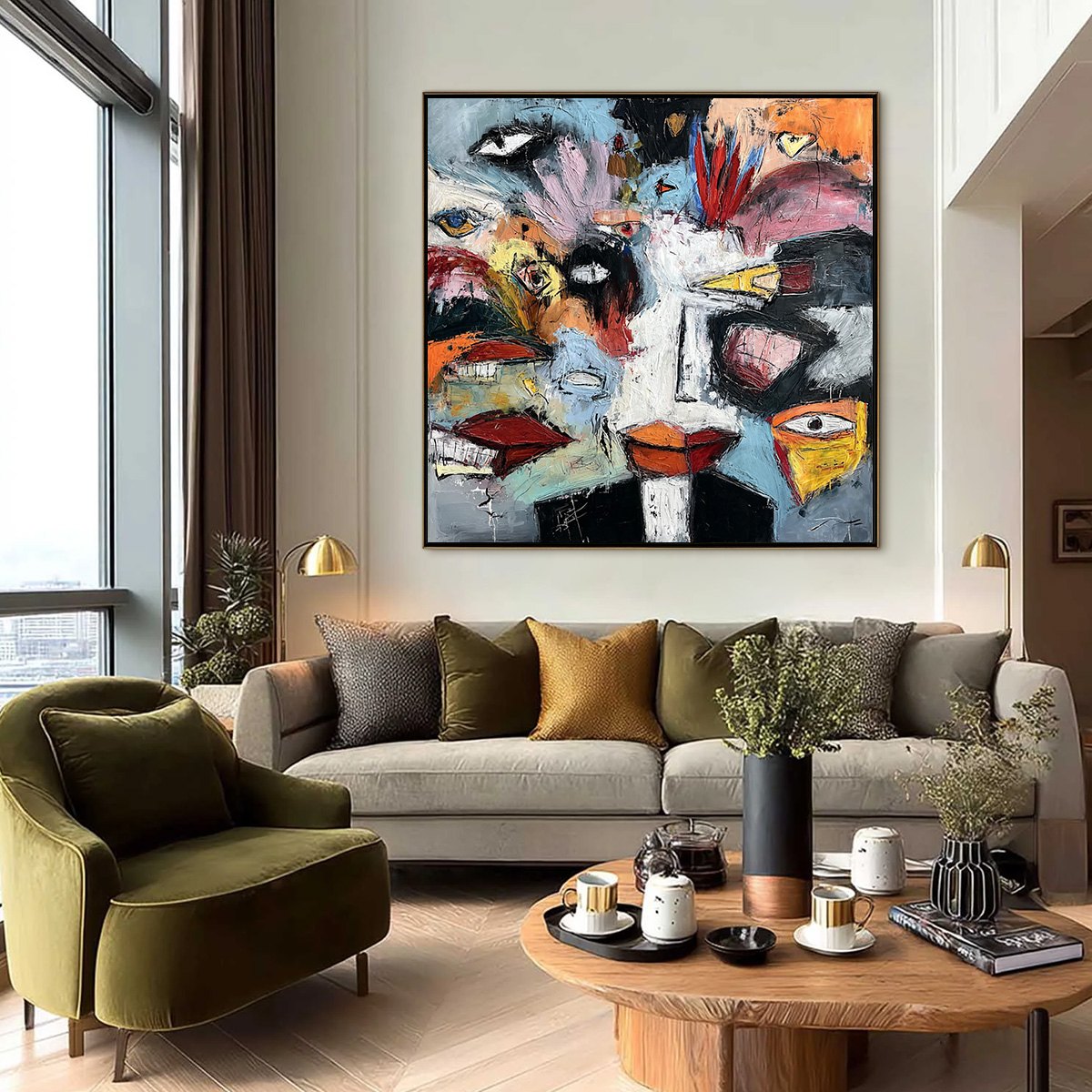 VOICES IN THE ROOM: Bold Square Abstract Impasto Portrait Painting