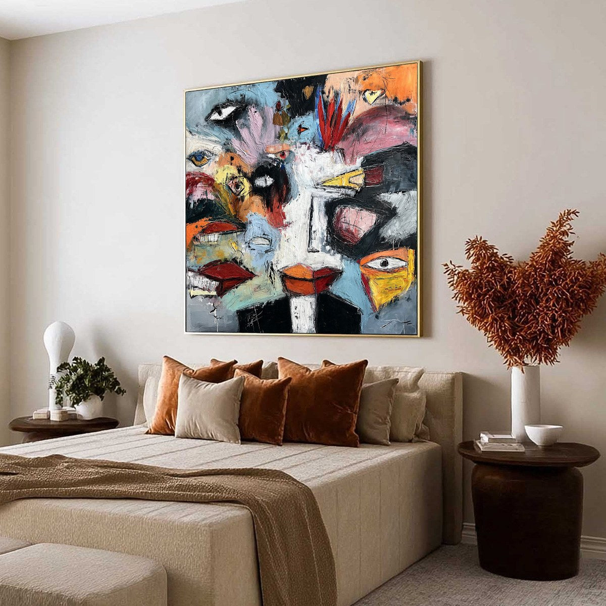 VOICES IN THE ROOM: Bold Square Abstract Impasto Portrait Painting