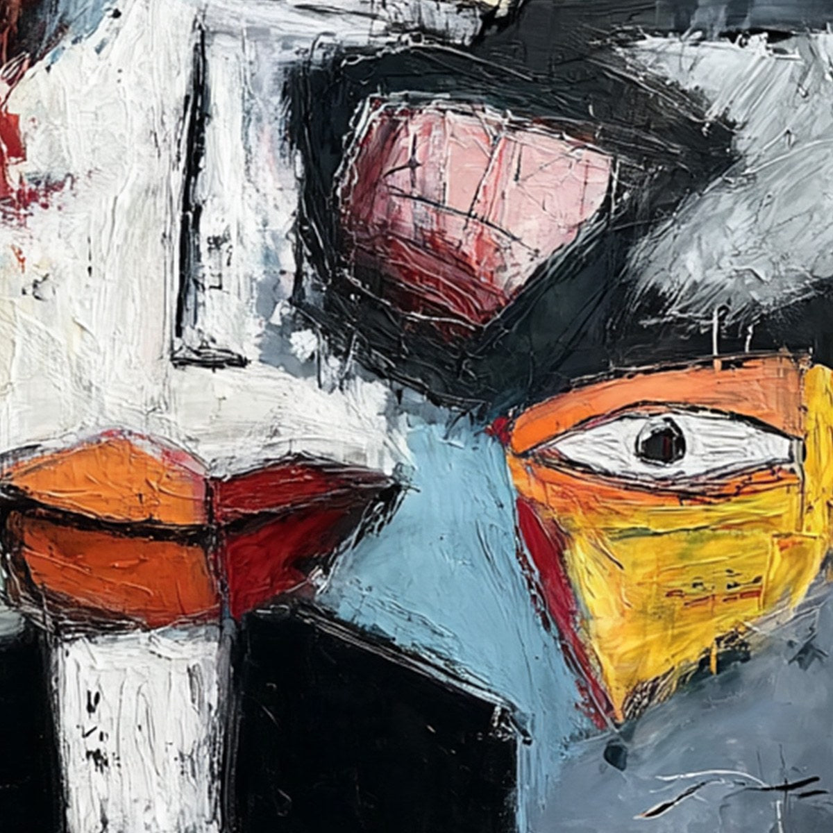 VOICES IN THE ROOM: Bold Square Abstract Impasto Portrait Painting