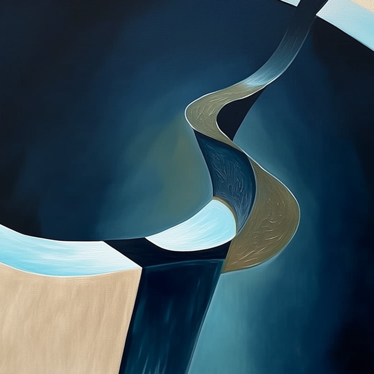 VOYAGE: Modern Minimalist Abstract Painting in Blue and Beige