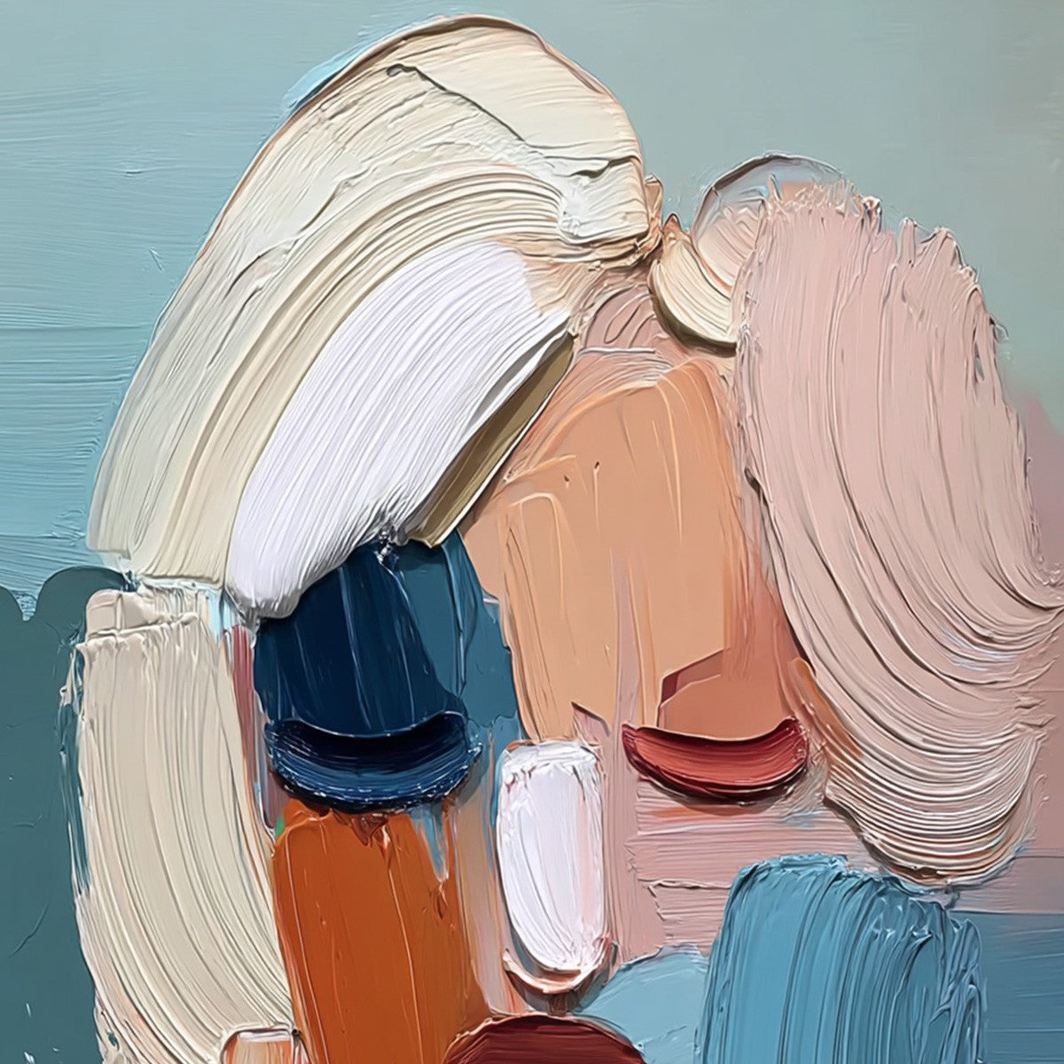 Visage Abstract Portrait | Thick Texture Impasto Oil Painting