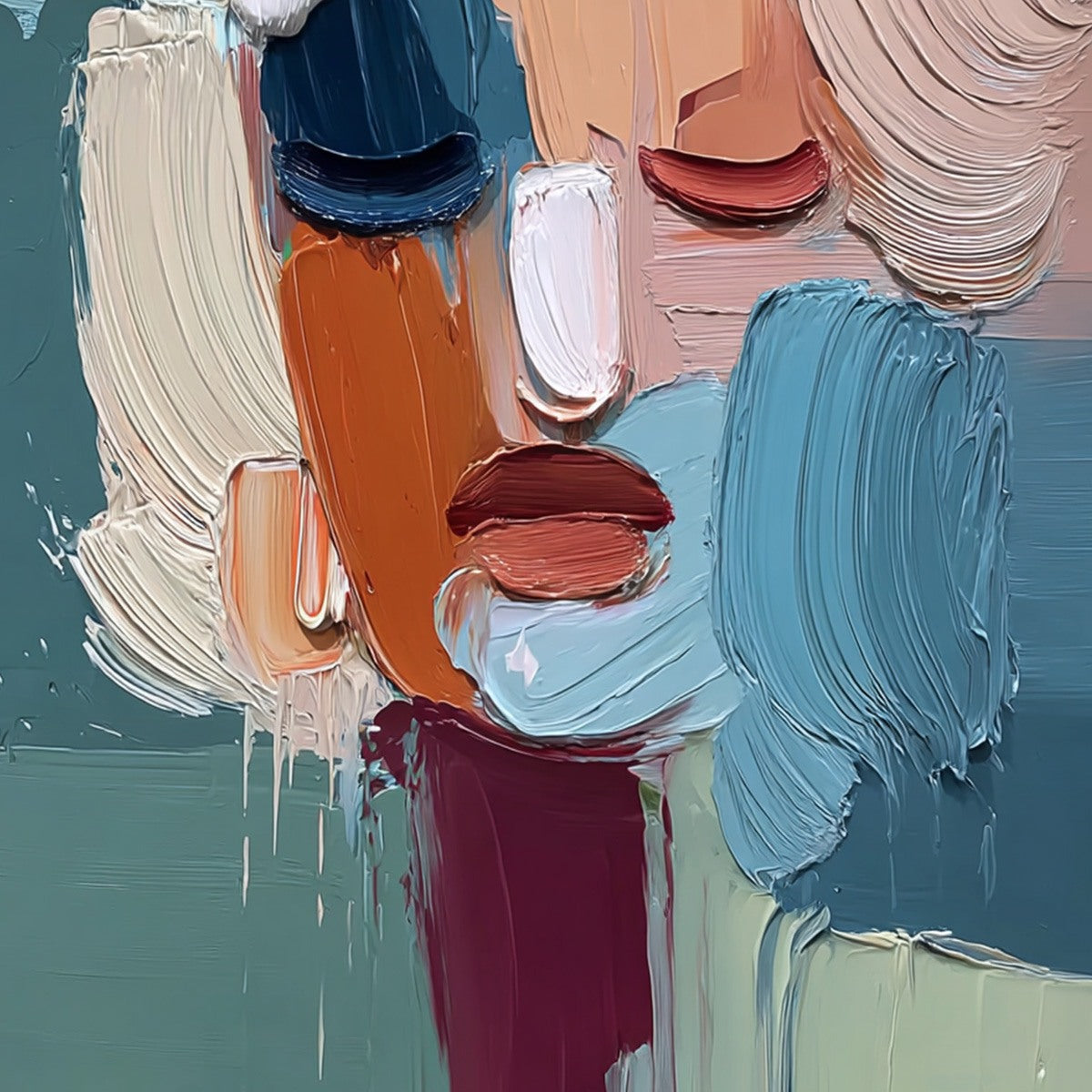 Visage Abstract Portrait | Thick Texture Impasto Oil Painting