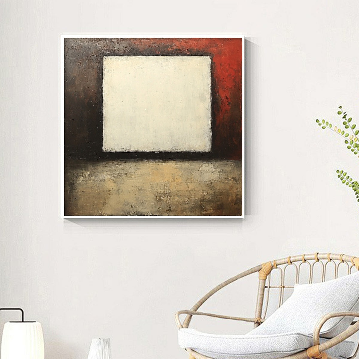 VOID: Minimalist Abstract Oil Painting with White Square