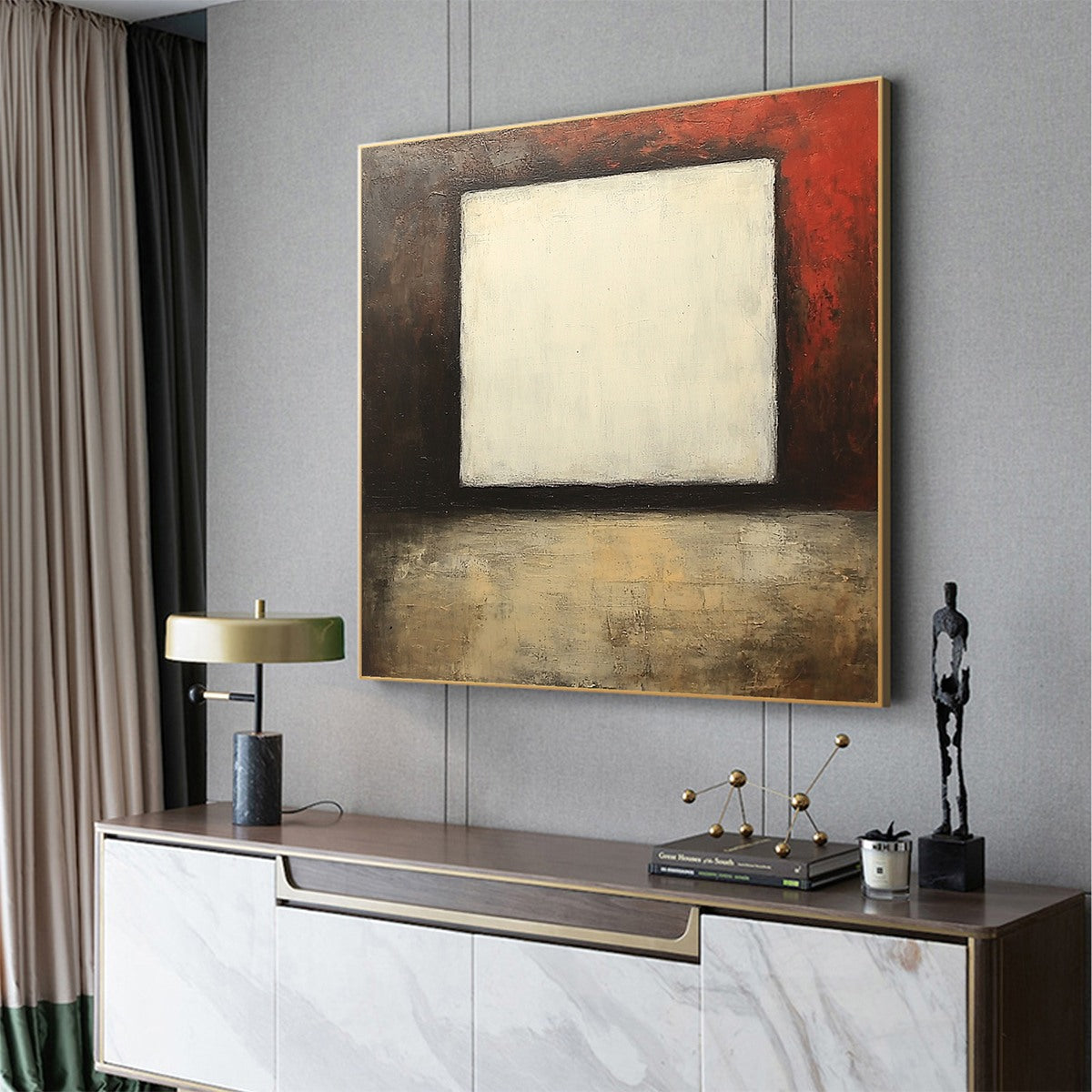 VOID: Minimalist Abstract Oil Painting with White Square