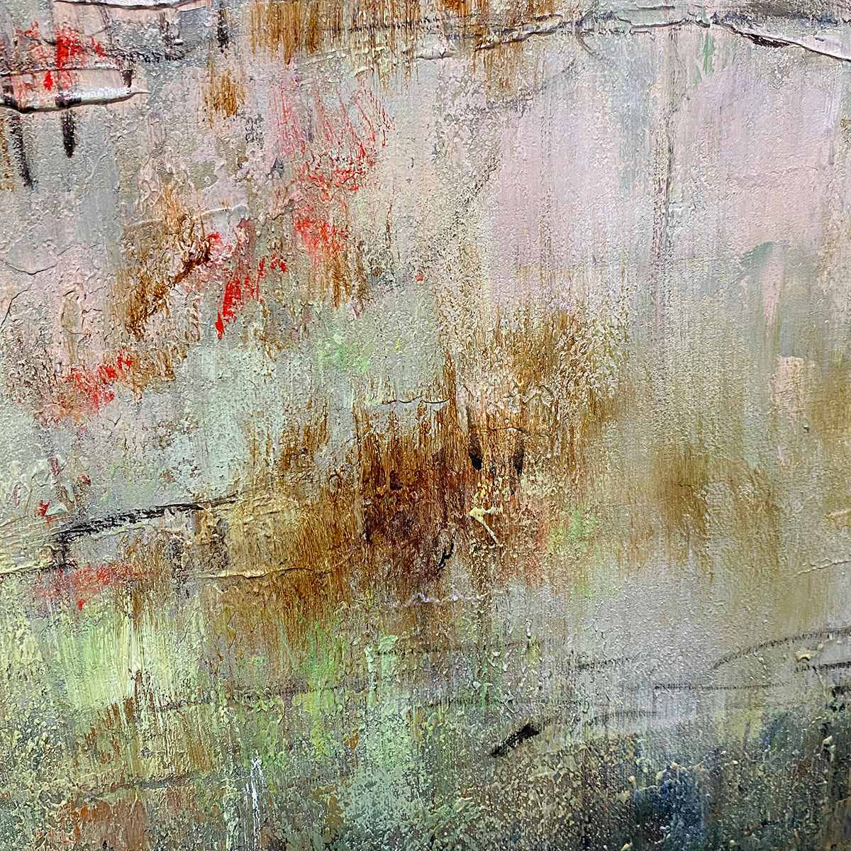 WABI SABI TERRAIN: Textured Abstract Landscape Painting, Vertical Wall Art