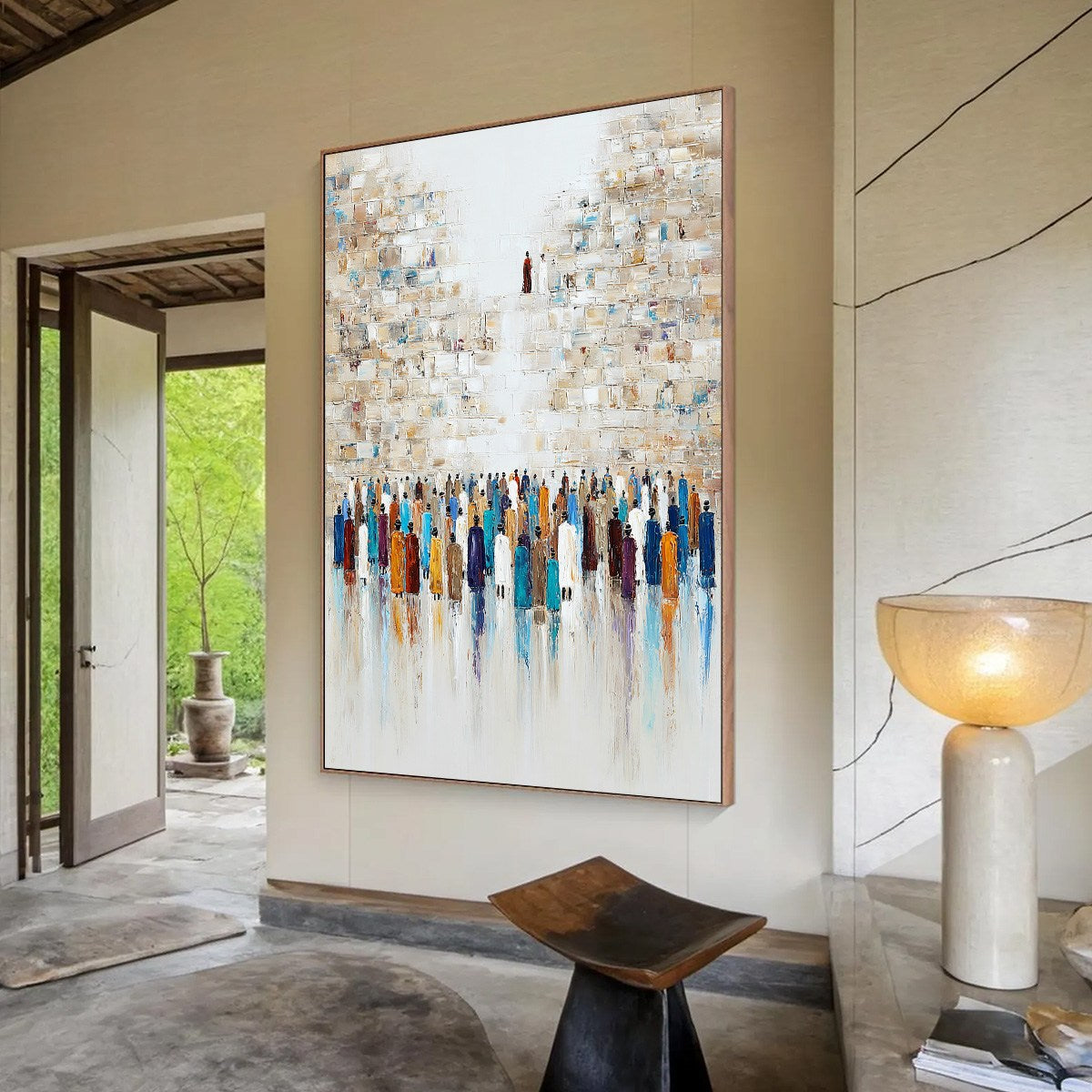 WALL OF AGES: Textured Impasto Painting of a Historic Pilgrimage