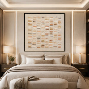 WARM STONE GEOMETRY: Warm Beige Geometric Texture Painting