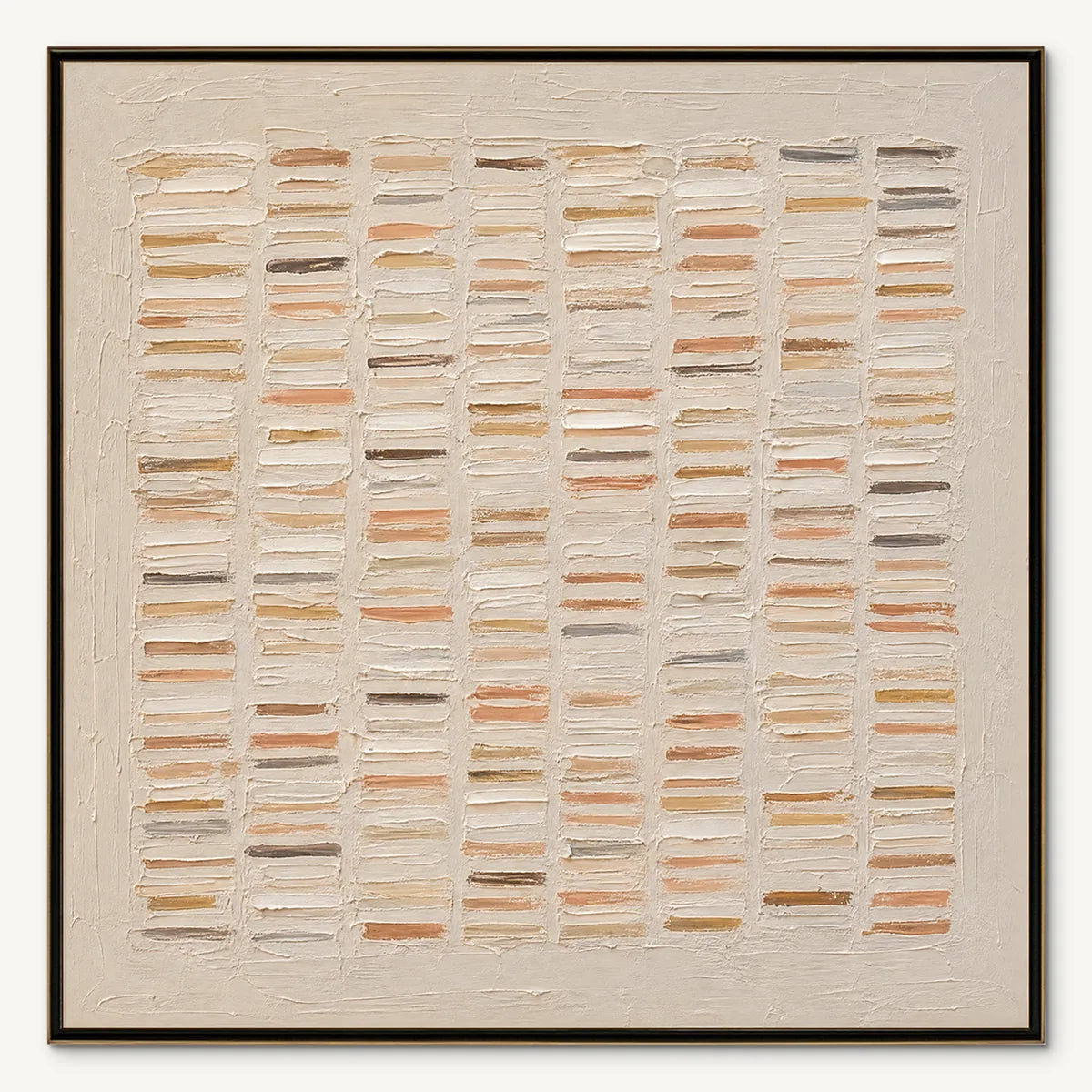 WARM STONE GEOMETRY: Warm Beige Geometric Texture Painting