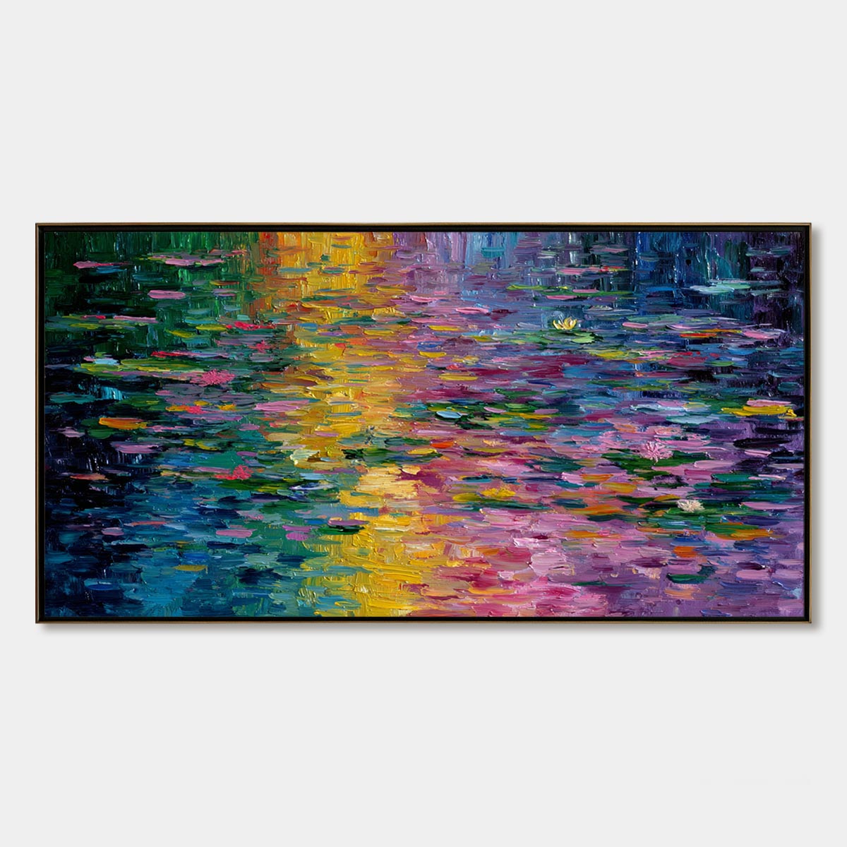 WATERLILY SERENADE: Colorful Abstract Water Lilies Impasto Oil Painting