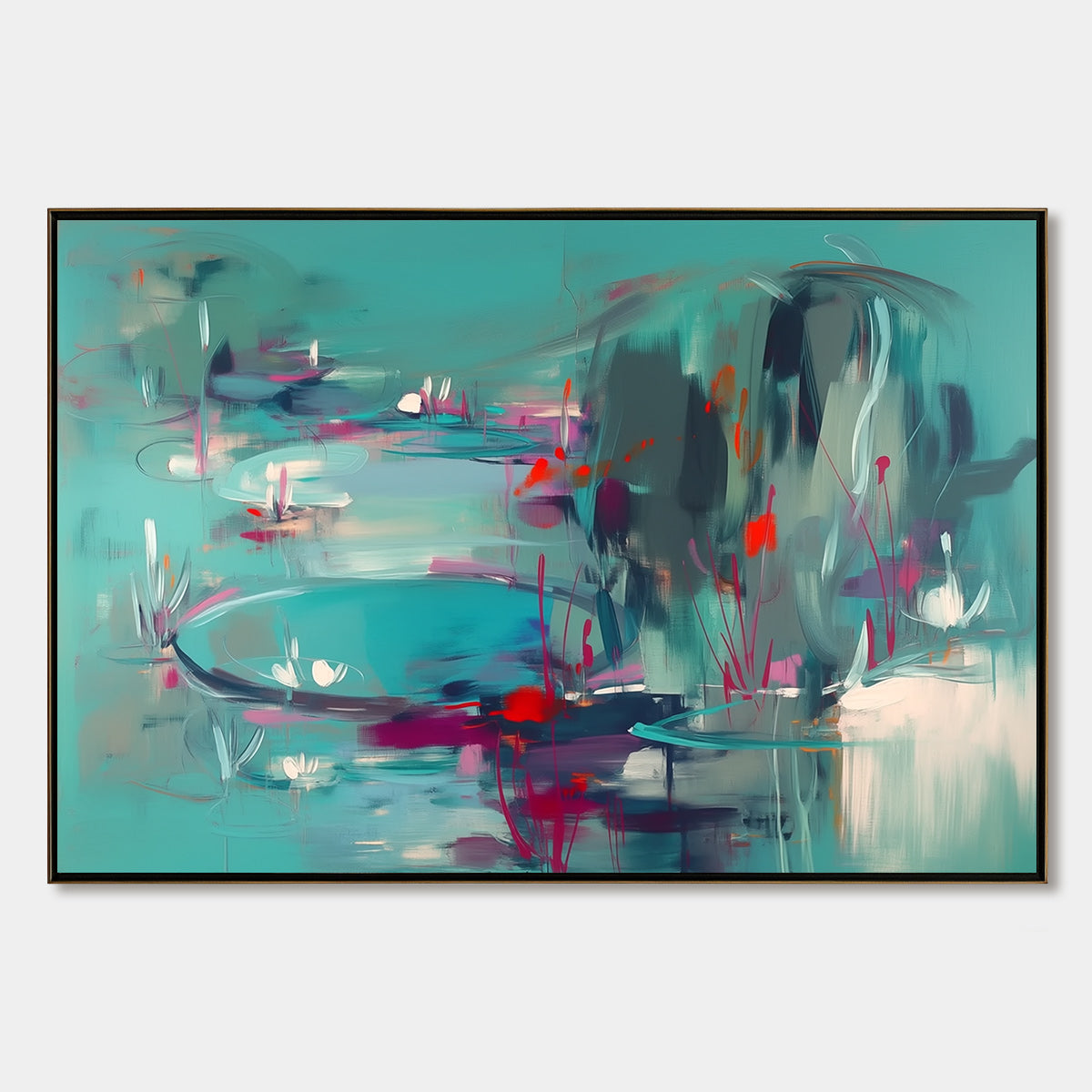 WATERLILY SERENADE: Vibrant Abstract Water Lilies Wall Art