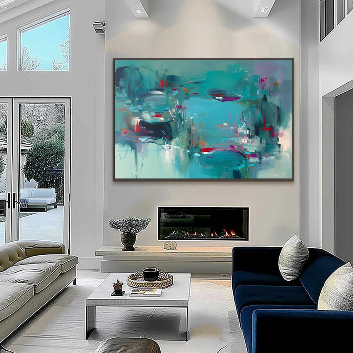 WATERLILY SONATA: Large Horizontal Abstract Landscape Painting