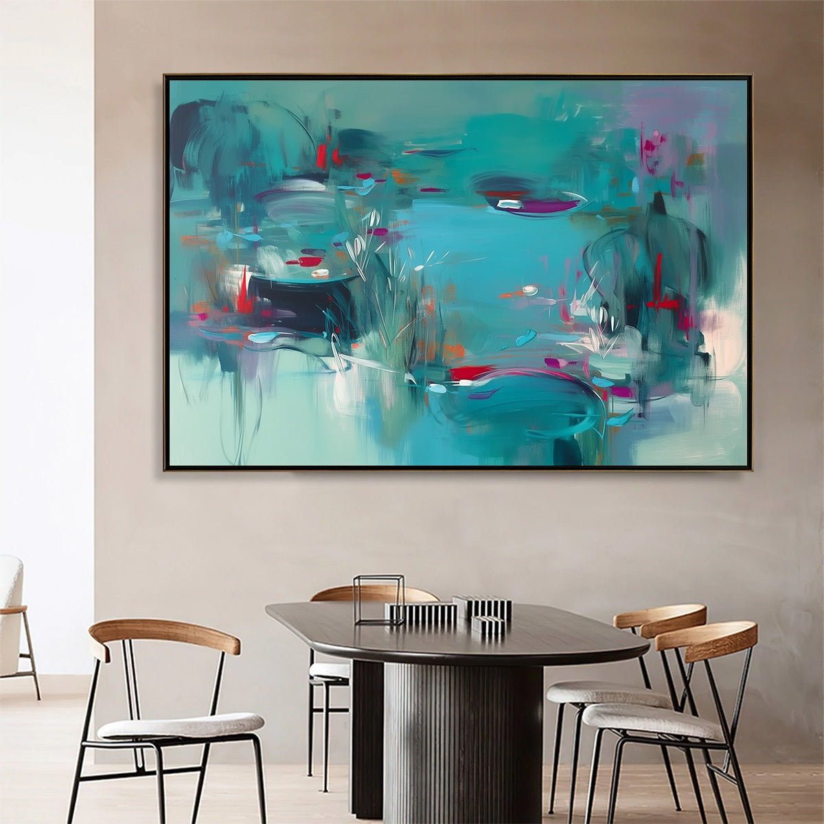 WATERLILY SONATA: Large Horizontal Abstract Landscape Painting