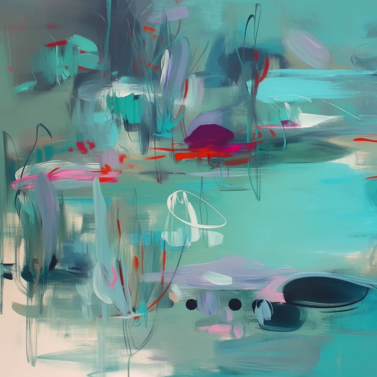 WATERLILY SONATA: Large Horizontal Abstract Landscape Painting