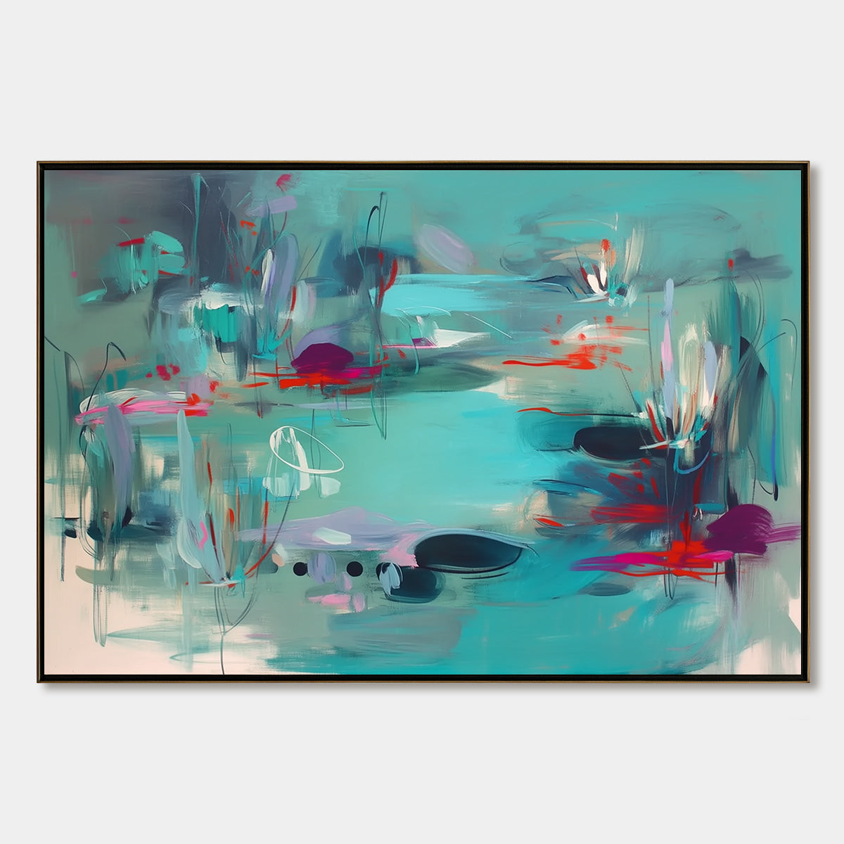 WATERLILY SONATA: Large Horizontal Abstract Landscape Painting