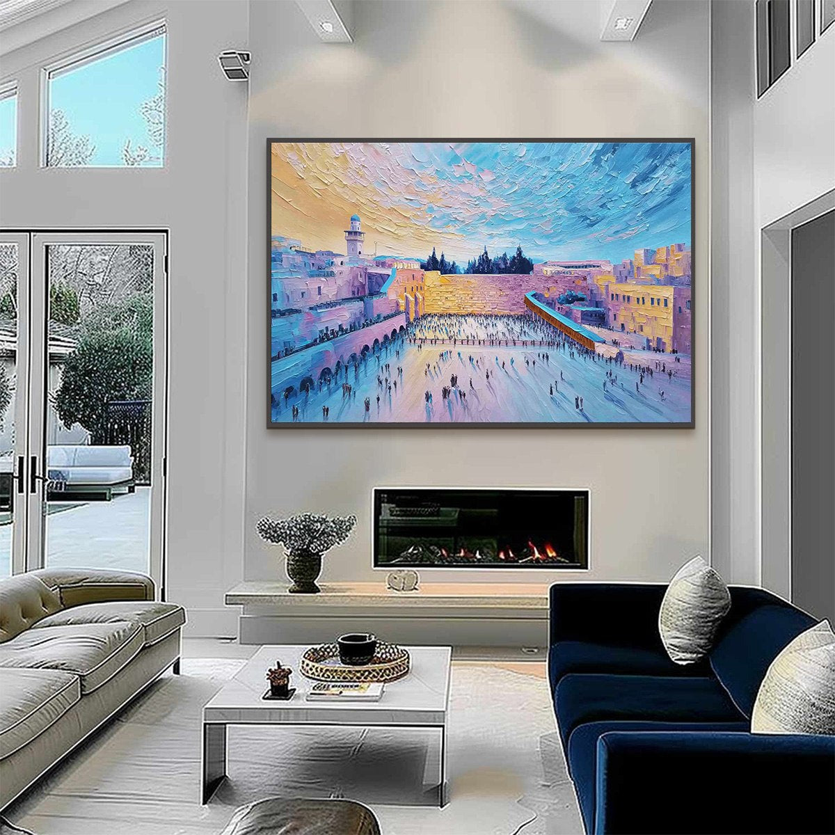 WESTERN WALL'S EMBRACE: Heavily Textured Impasto Jerusalem Cityscape Painting