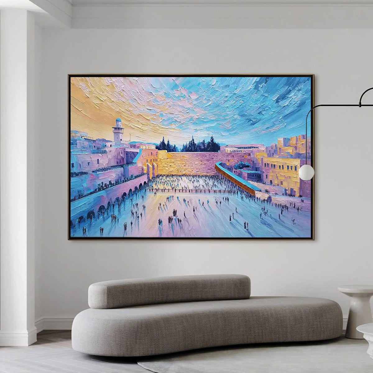 WESTERN WALL'S EMBRACE: Heavily Textured Impasto Jerusalem Cityscape Painting