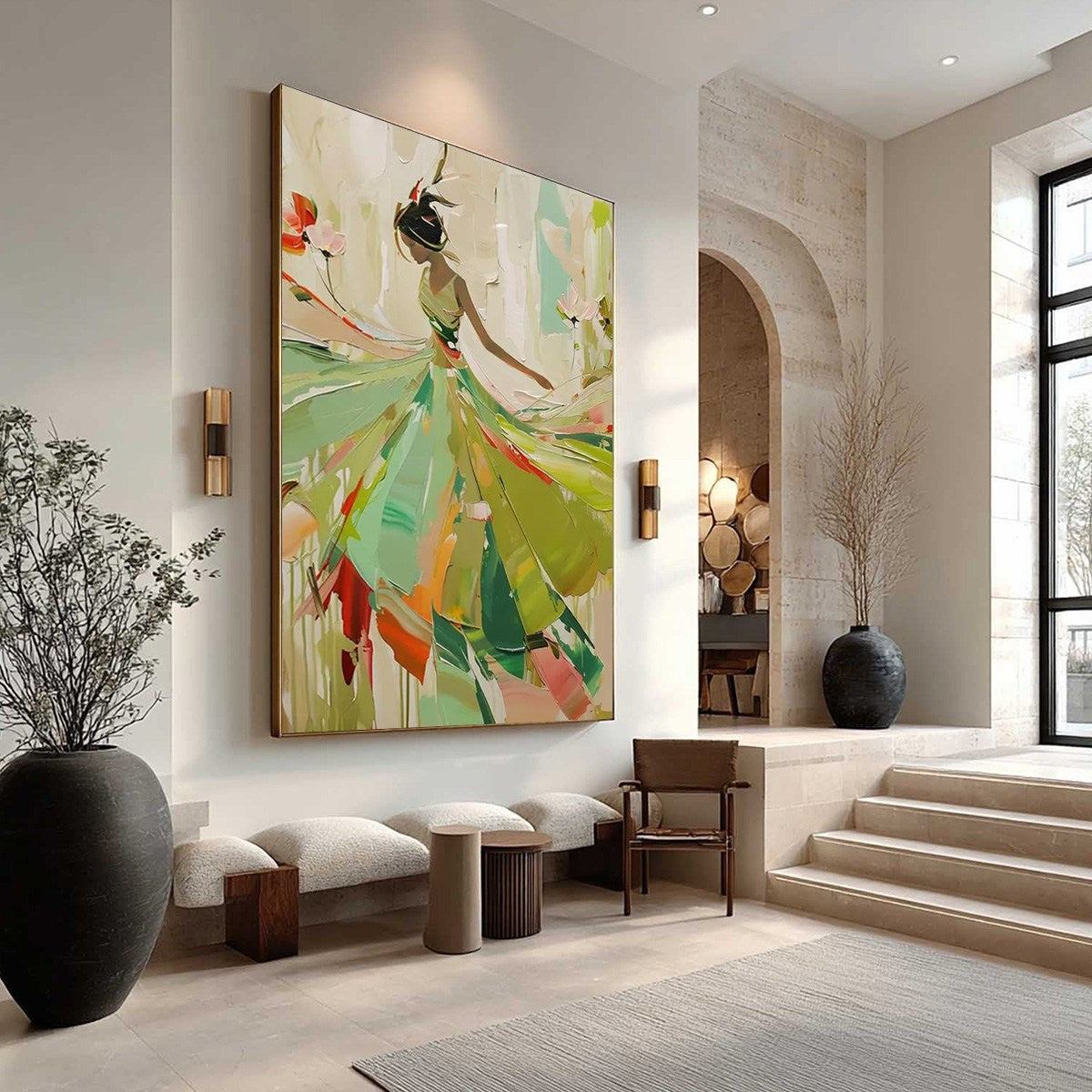 WHIRLWIND OF COLOR: Abstract Figurative Oil Painting of Dancer