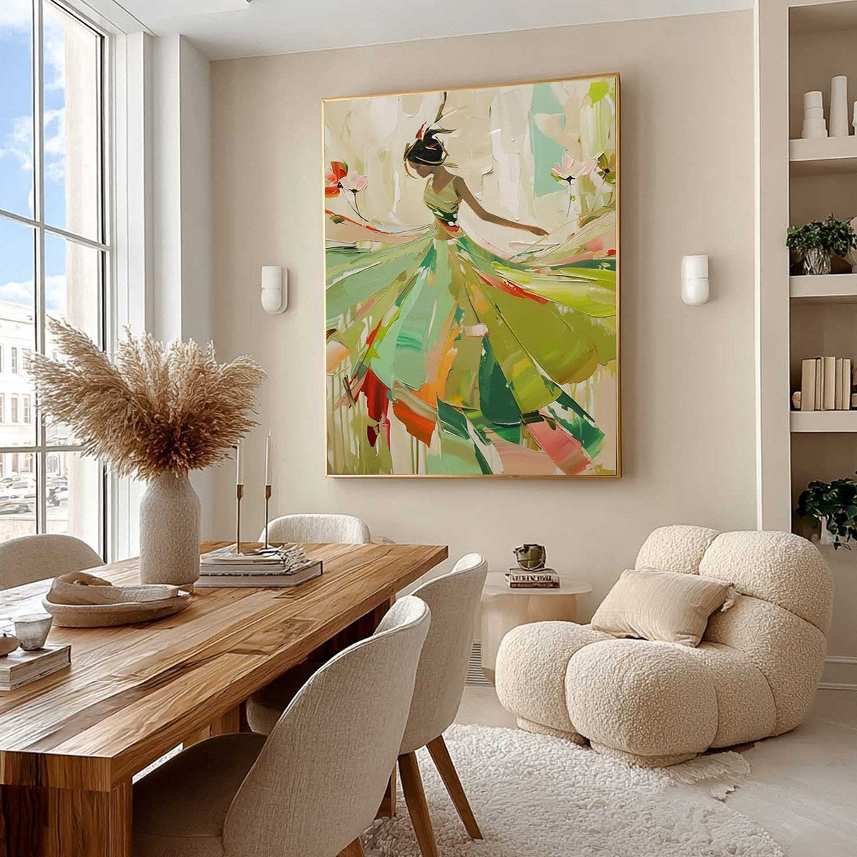 WHIRLWIND OF COLOR: Abstract Figurative Oil Painting of Dancer