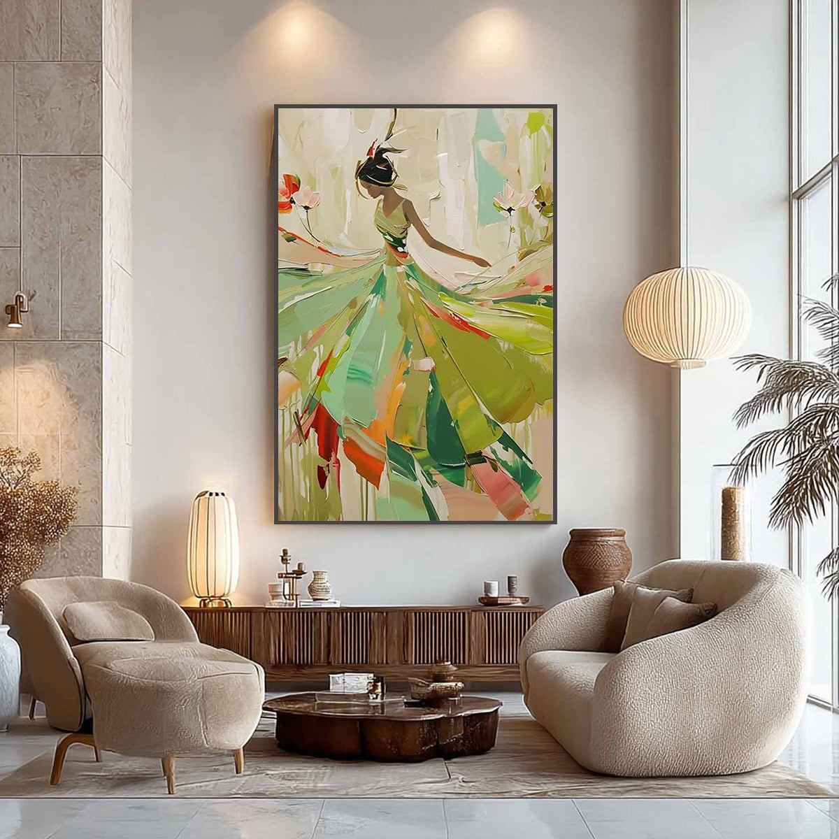 WHIRLWIND OF COLOR: Abstract Figurative Oil Painting of Dancer
