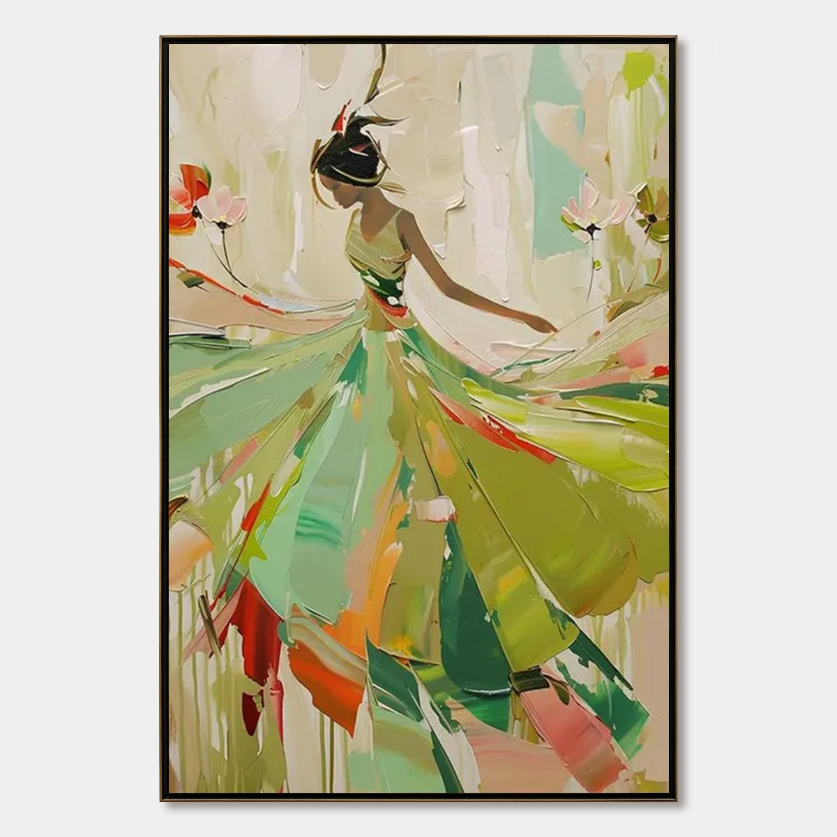 WHIRLWIND OF COLOR: Abstract Figurative Oil Painting of Dancer