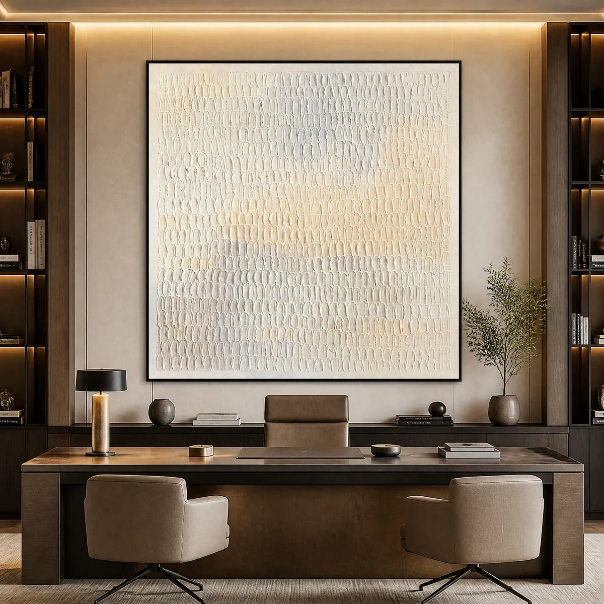 WHISPERED PLASTER: White Textured Minimalist Abstract