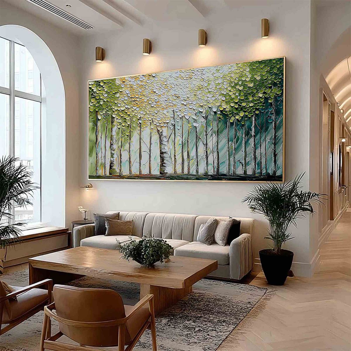 WHISPERING GROVE: Textured Impasto Birch Tree Forest Landscape Painting