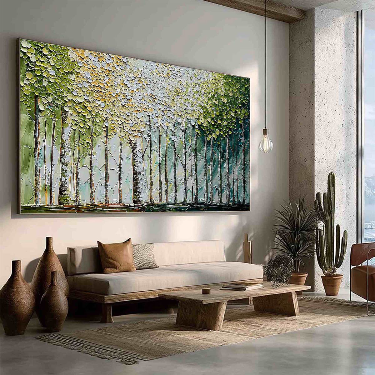 WHISPERING GROVE: Textured Impasto Birch Tree Forest Landscape Painting
