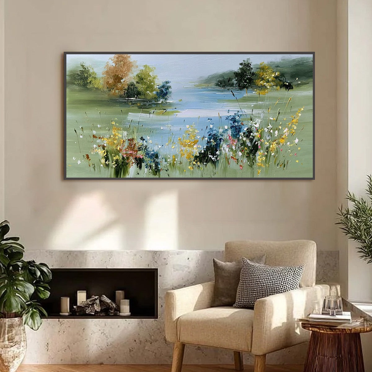 WHISPERING MEADOW: Textured Impasto Wildflower Landscape Painting