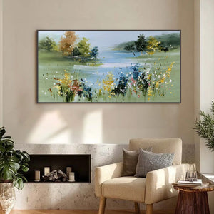 WHISPERING MEADOW: Textured Impasto Wildflower Landscape Painting