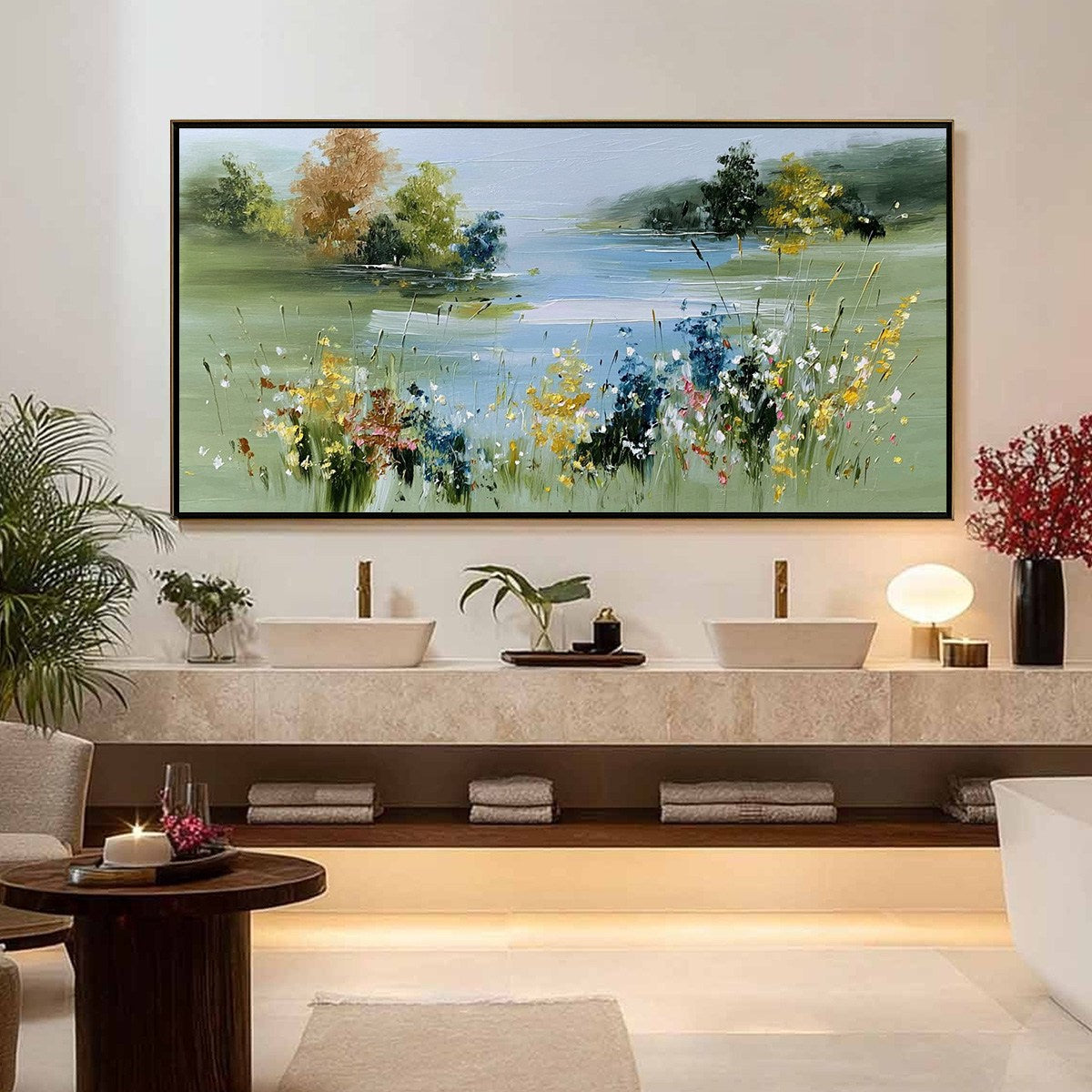 WHISPERING MEADOW: Textured Impasto Wildflower Landscape Painting