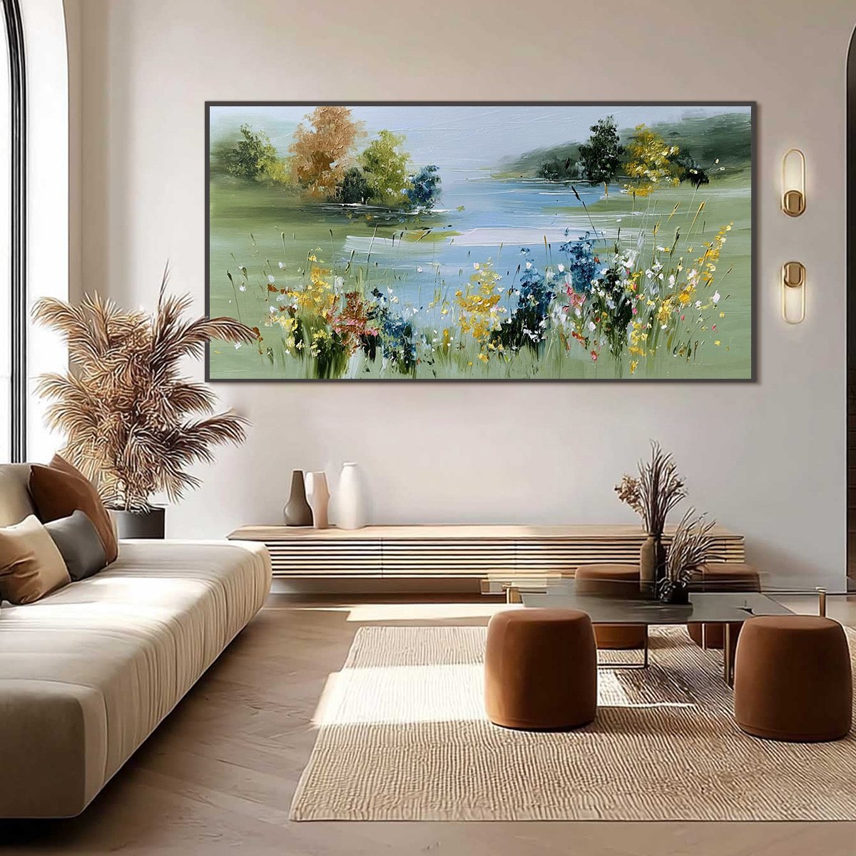 WHISPERING MEADOW: Textured Impasto Wildflower Landscape Painting