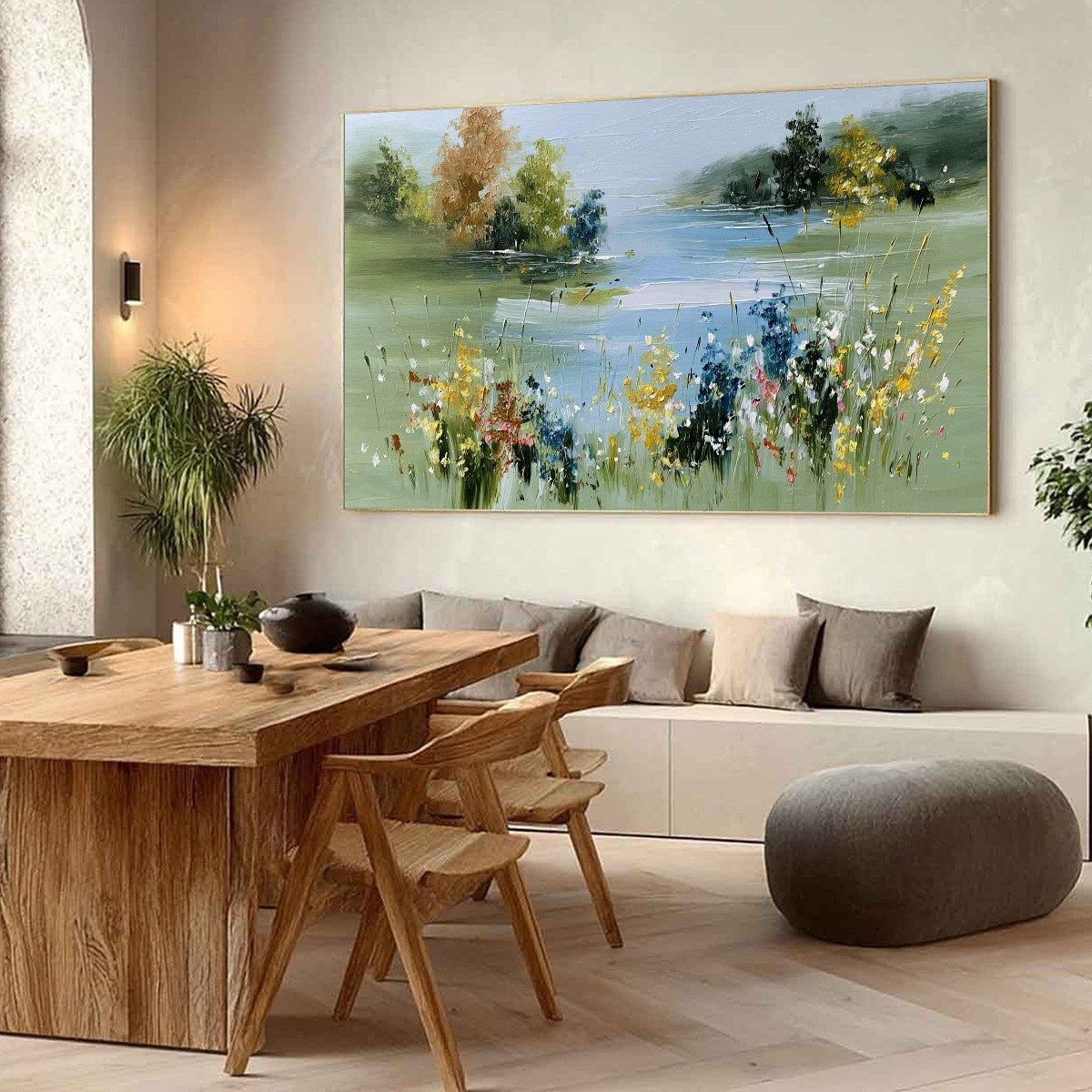 WHISPERING MEADOW: Textured Impasto Wildflower Landscape Painting